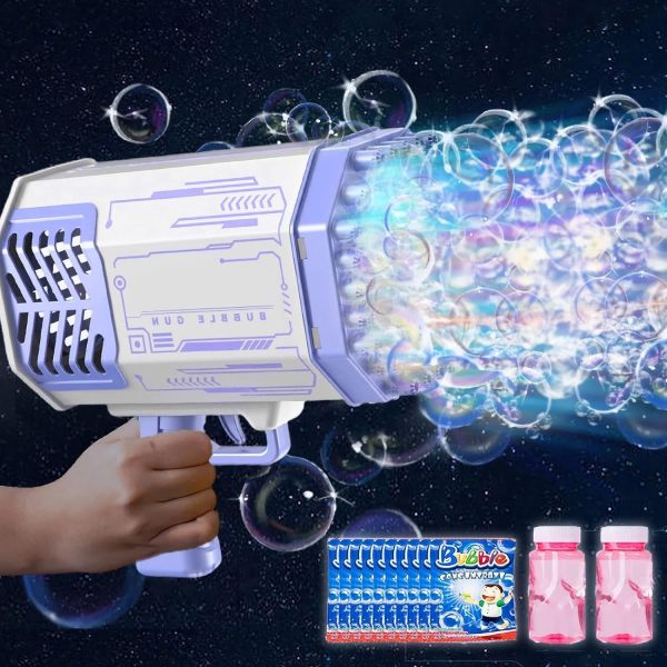 Bubble Rechargeable Gun With Lights 69 Holes | Automatic Bubble Blower, Rocket Boom Bubble Machine Gun Outdoor Toy For Kid, Toddlers | Bubble Machine W/color Changing Lights, Bubble Maker For Kids Adults Wedding Birthday Party Gifts (pink)